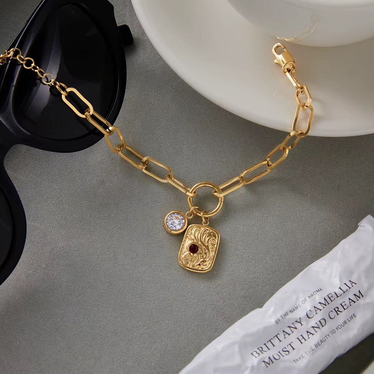 Gold Charm Link Bracelet