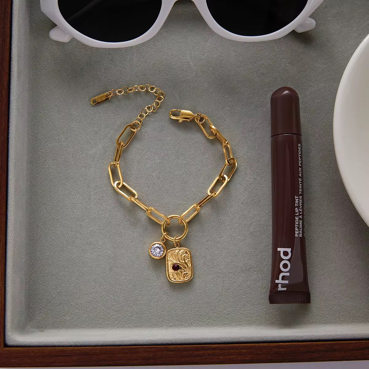 Gold Charm Link Bracelet